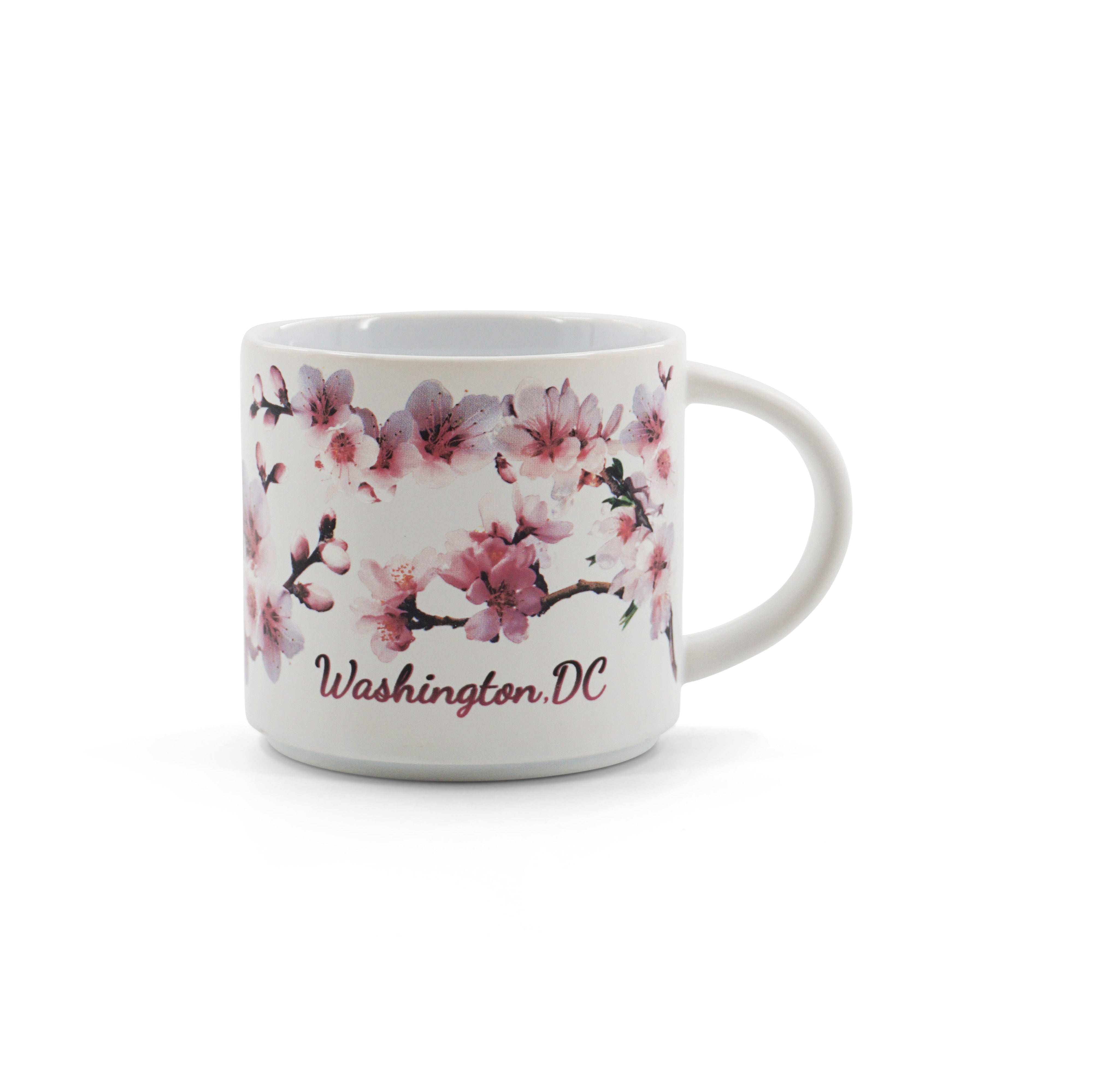 Cherry Blossom Washington, D.C. Stackable Ceramic Mug-White/Pink