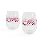 Cherry Blossom Stemless Wine glass cup