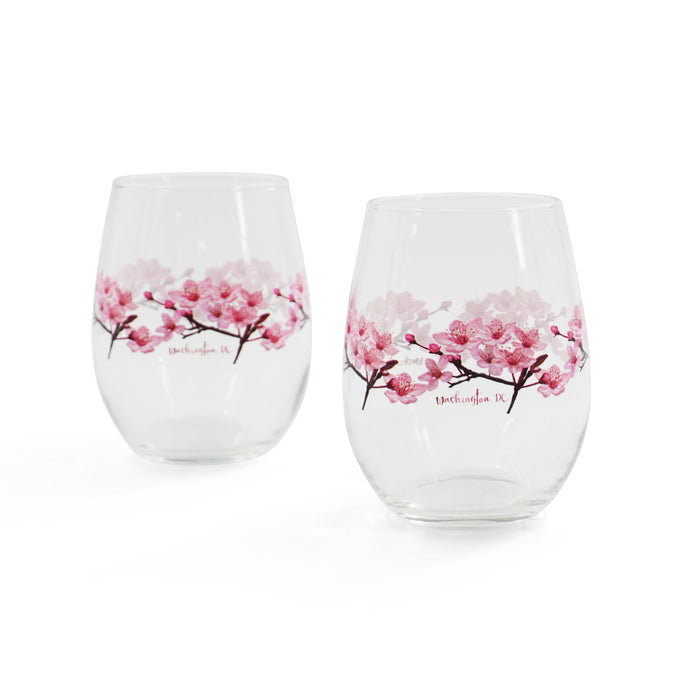 Cherry Blossom Stemless Wine glass cup