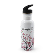 Cherry Blossom Washington DC Water Bottle White