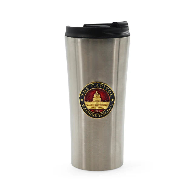 Travel Mug Thermos- Red Emblem Metal