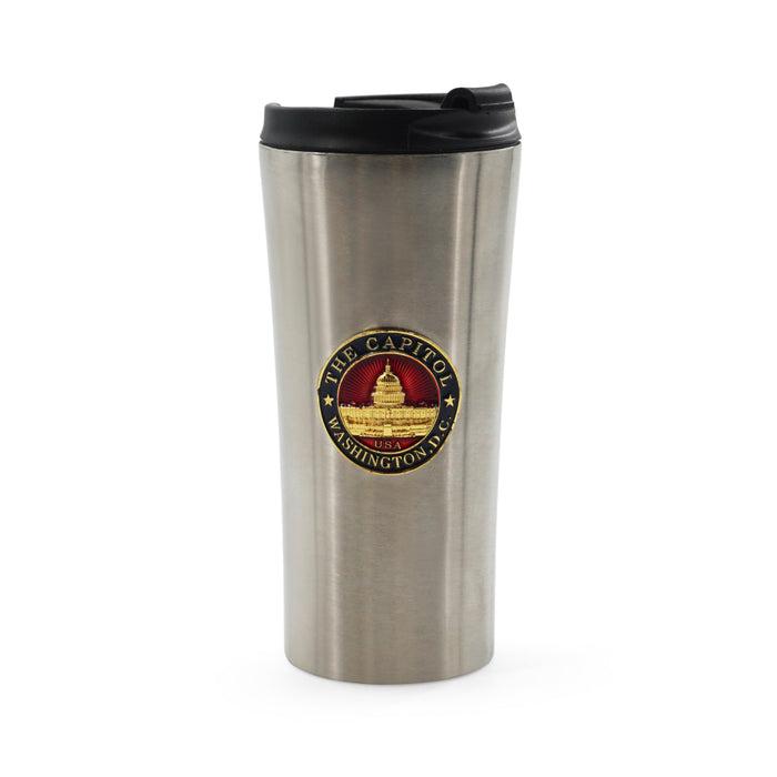 Capitol Emblem Metal Silver Travel Mug