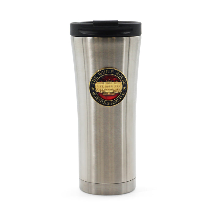 White House Emblem Metal Silver Travel Mug
