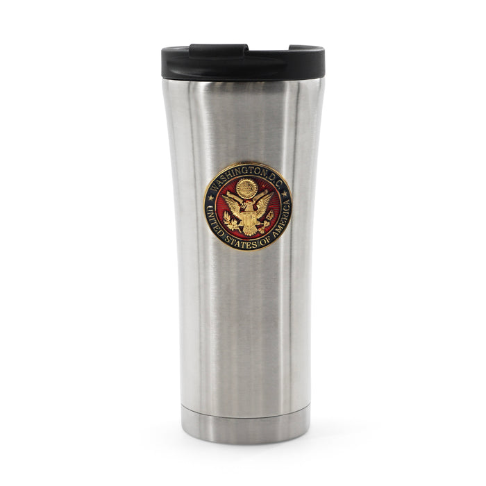 Red Seal Emblem Metal Silver Travel Mug