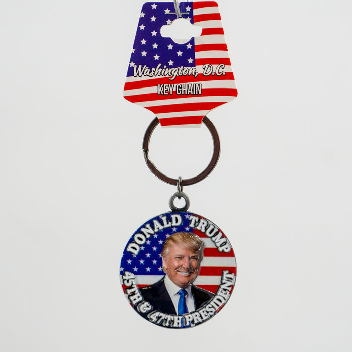 Trump 45th and 47th President Silver Metal Keychain