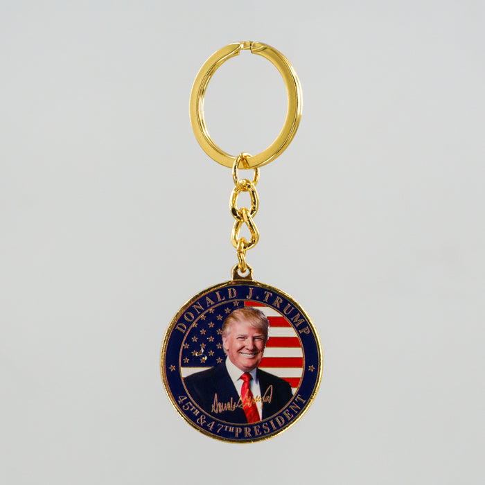 Trump 45th and 47th President Gold Metal Keychain