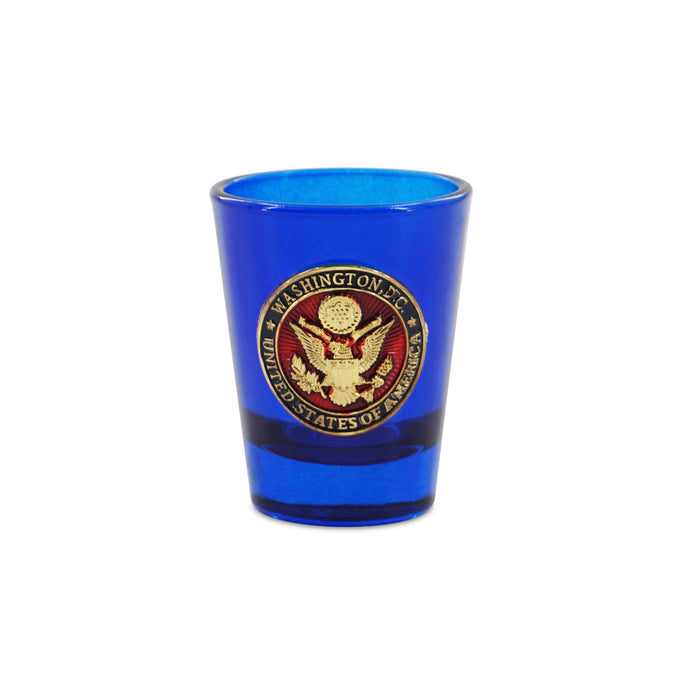 SHOT GLASS COBALT BLUE SEAL RED