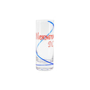 SHOOTER GLASS CLEAR WASHINGTON DC SWIRL BLUE/RED