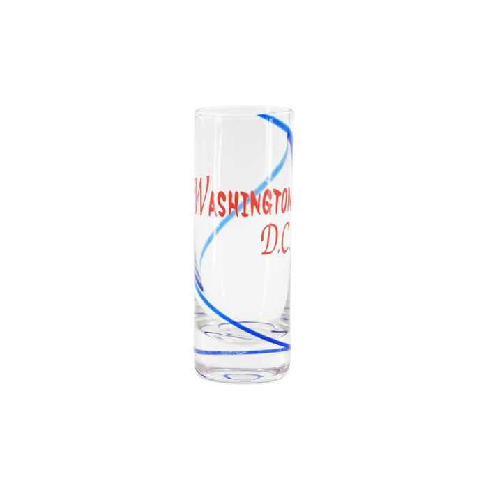 SHOOTER GLASS CLEAR WASHINGTON DC SWIRL BLUE/RED