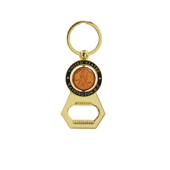 Lucky Penny Bottle Opener Keychain - Gold