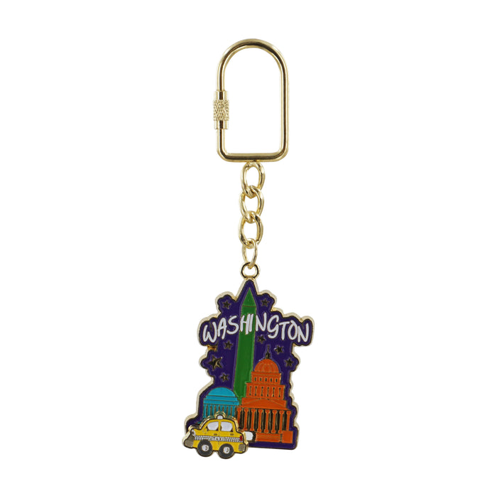 Washington Dc Keychain moving taxi - Gold
