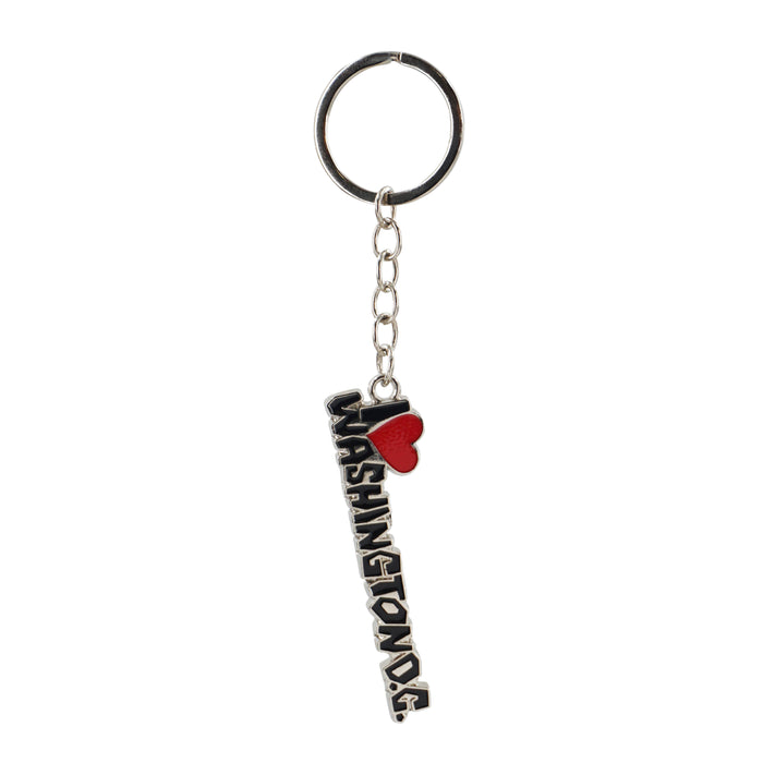 I heart washington dc silver metal keychain