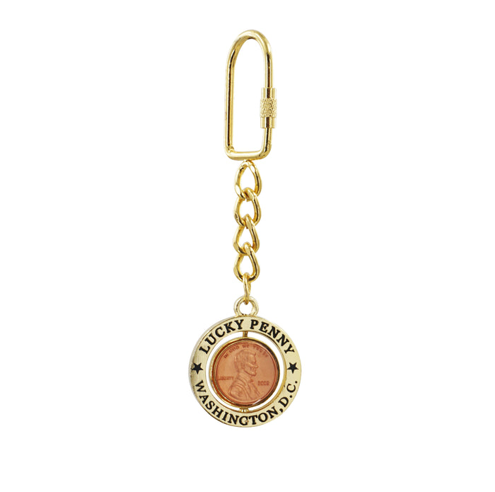 Novelty Lucky Penny Spinning Center Gold Key Chain, Washington D.C. Souvenirs
