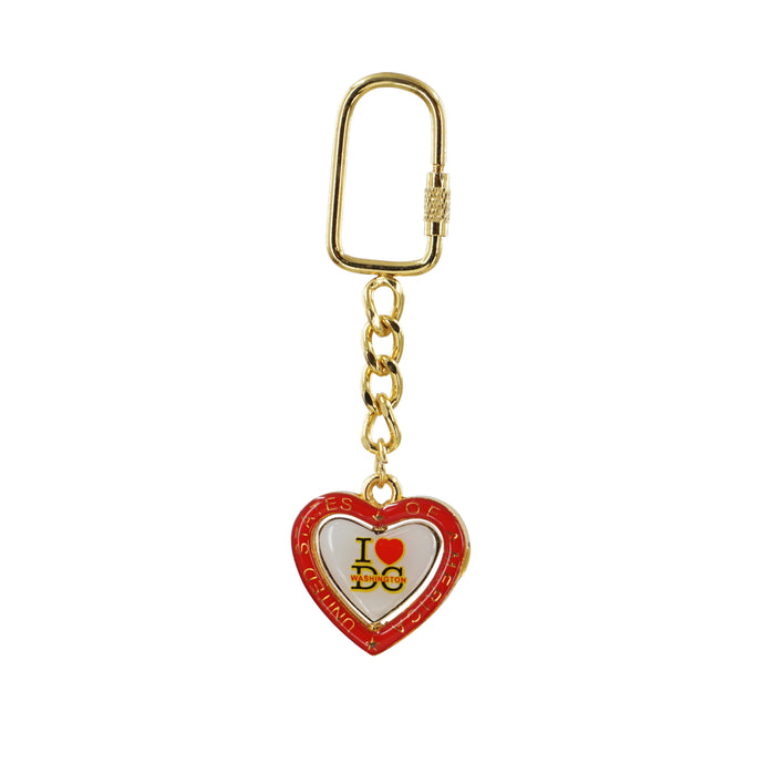 Heart shaped key chain I Heart DC - Gold