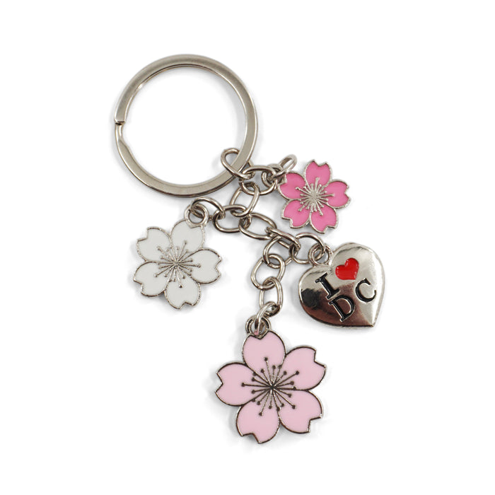 I Heart DC Cherry Blossom Silver Metal Key chain