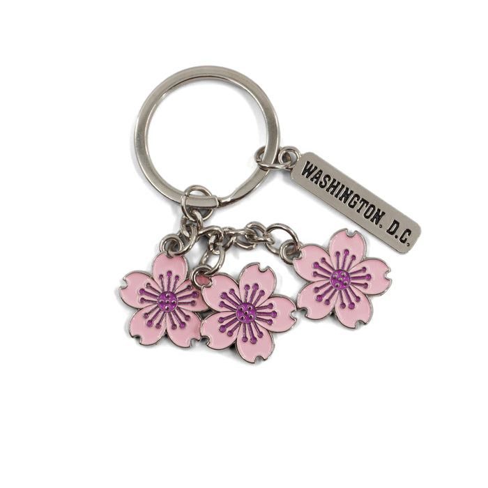 Cherry Blossom Washington DC Metal Silver Key Chain