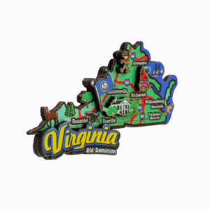 Virginia Map Wooden Magnet
