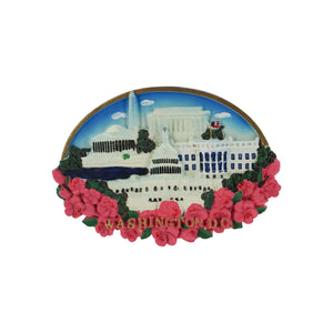 Washington DC Architectures and Cherry Blossom Oval Ceramic Magnet