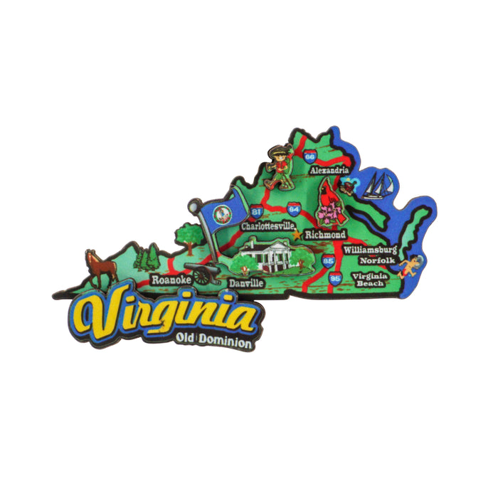 Virginia Map Wooden Magnet