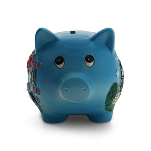 Washington DC Hand-Painted Piggy Bank (Pink and Blue)