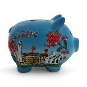 Washington DC Hand-Painted Piggy Bank (Pink and Blue)
