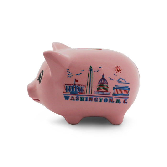 Washington DC Panorama Piggy Bank (Pink and Blue)
