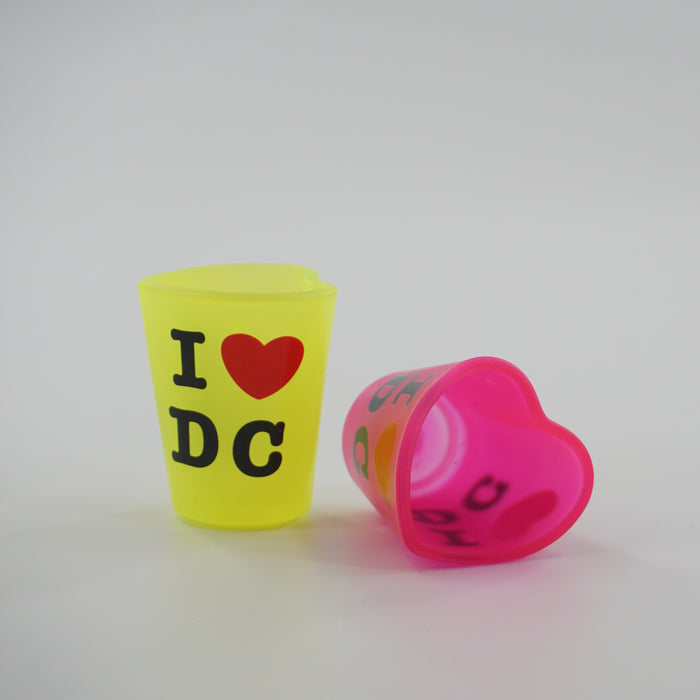 I Heart shape DC heart shaped Shot Glass - Neon green/pink