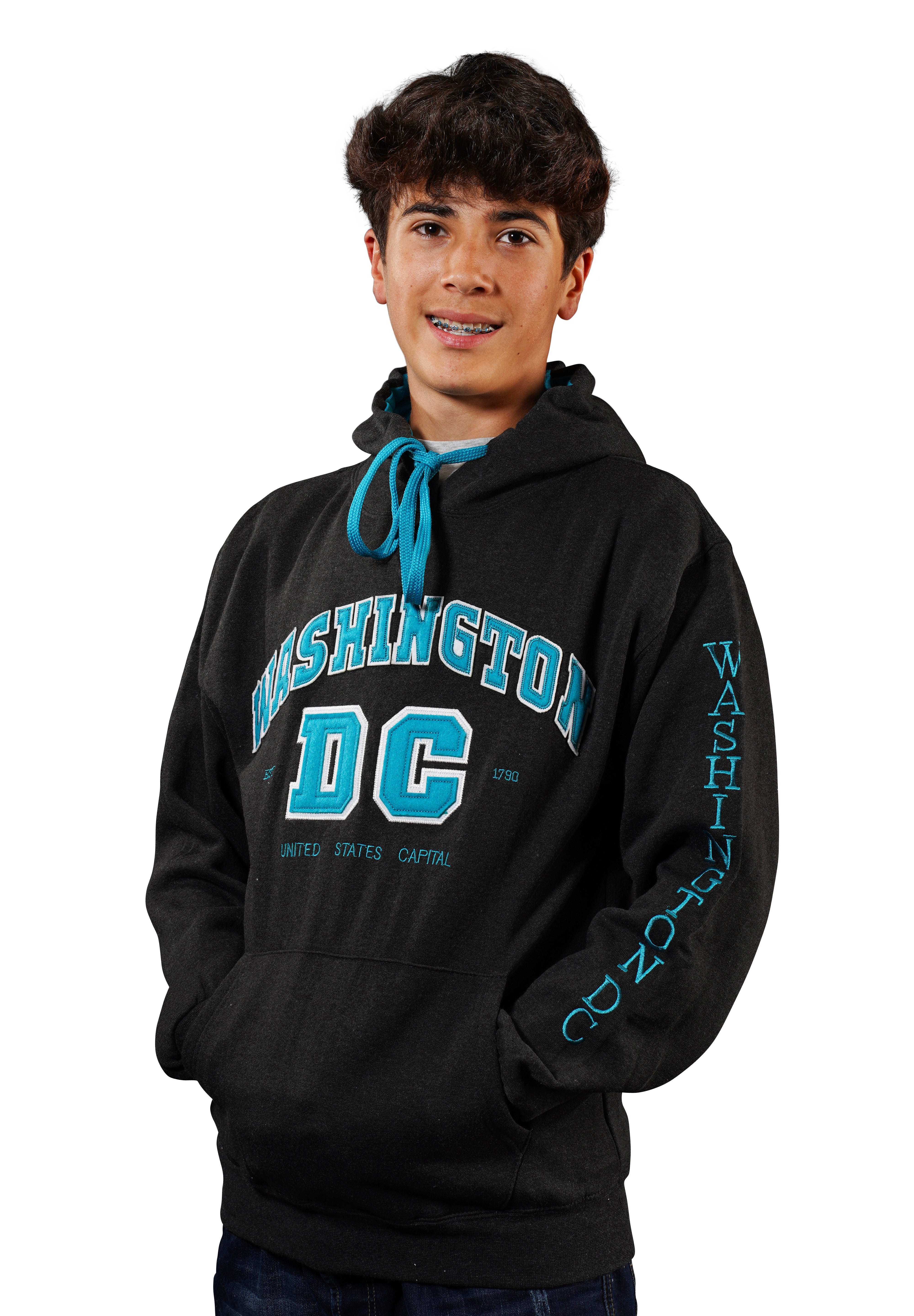 Washington DC Hoodie Big DC Charcoal/Turquoise