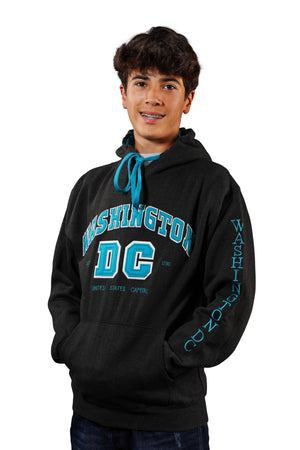 Washington DC Hoodie Big DC Charcoal/Turquoise