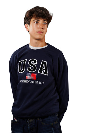 Washington DC Crewneck USA Flag Navy