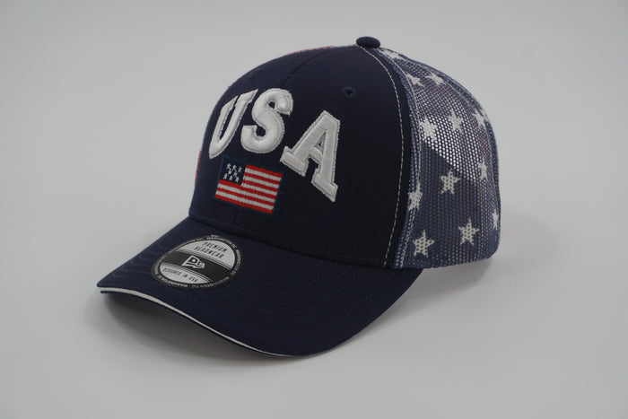 USA Trucker Cap – Blue with Star Mesh Back