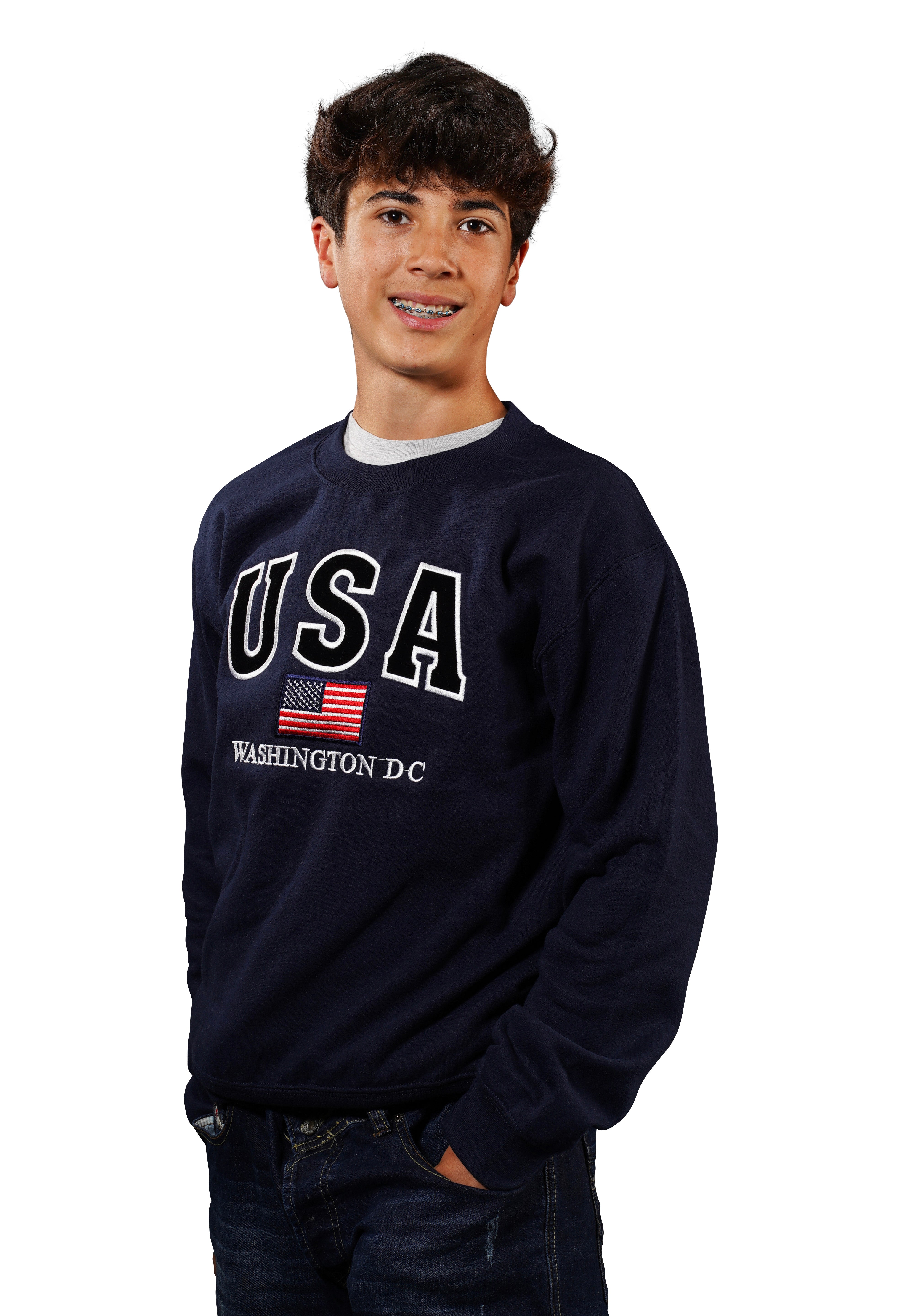 Washington DC Crewneck USA Flag