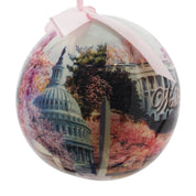 Washington DC Buildings & Cherry Blossom Plastic Ball Ornament