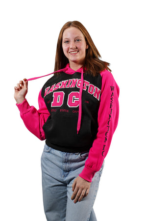 Washington DC Hoodie Big DC Two Tone Pink/Charcoal