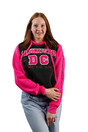 Washington DC Hoodie Big DC Two Tone Pink/Charcoal