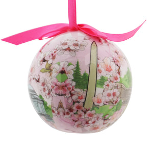 Washington DC & Cherry Blossom Illustration Plastic Ball Ornament