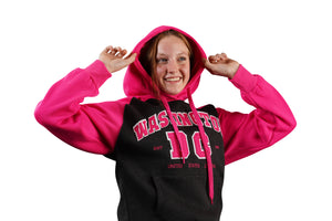 Washington DC Hoodie Big DC Two Tone Pink/Charcoal