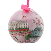 Washington DC & Cherry Blossom Illustration Plastic Ball Ornament
