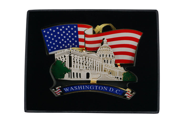 US Capitol With Flag 3D Metal Ornament