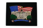 White House With USA Flag 3D Metal Ornament
