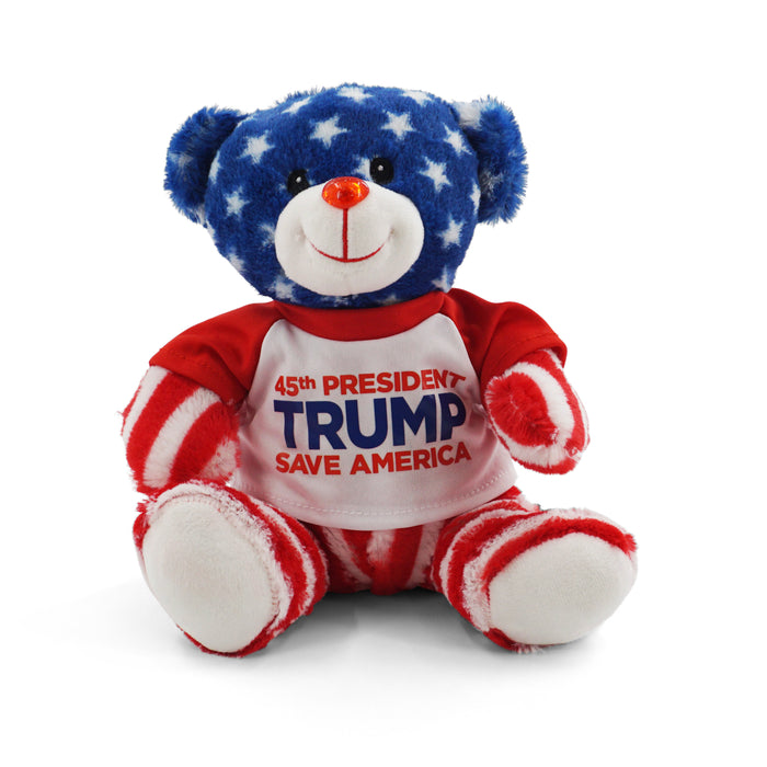 9" TRUMP FLAG BEAR WITH SHIRT TRUMP SAVE AMERICA