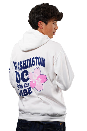 Washington DC Hoodie "Catch the Vibes" White