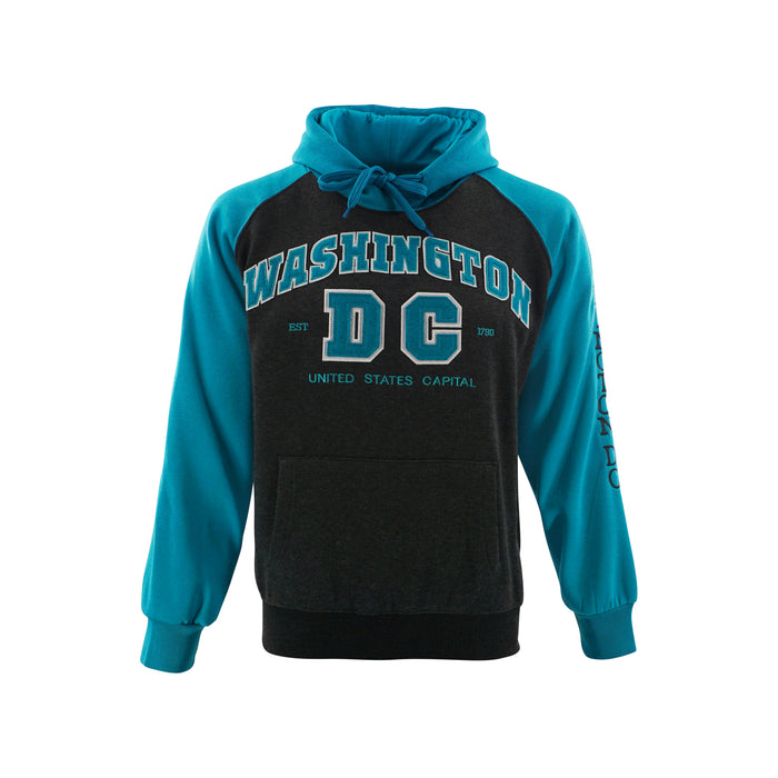 Washington DC Hoodie Big DC Two Tone Turquoise/Charcoal