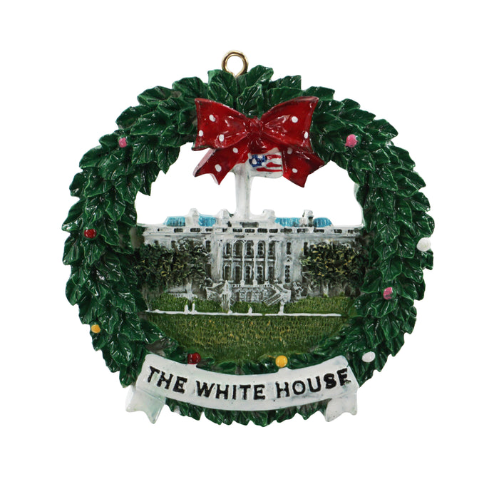 White House Wreath Ceramic Ornament