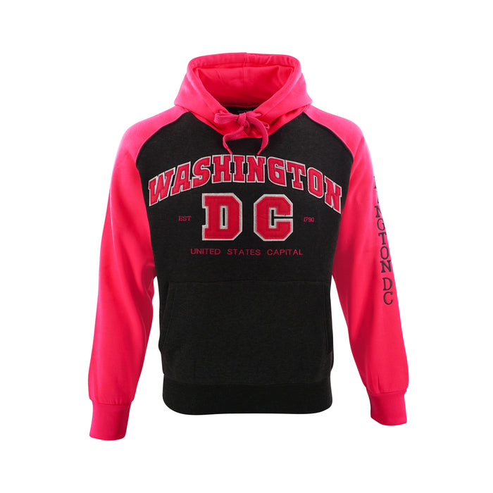 Washington DC Hoodie Big DC Two Tone Pink/Charcoal