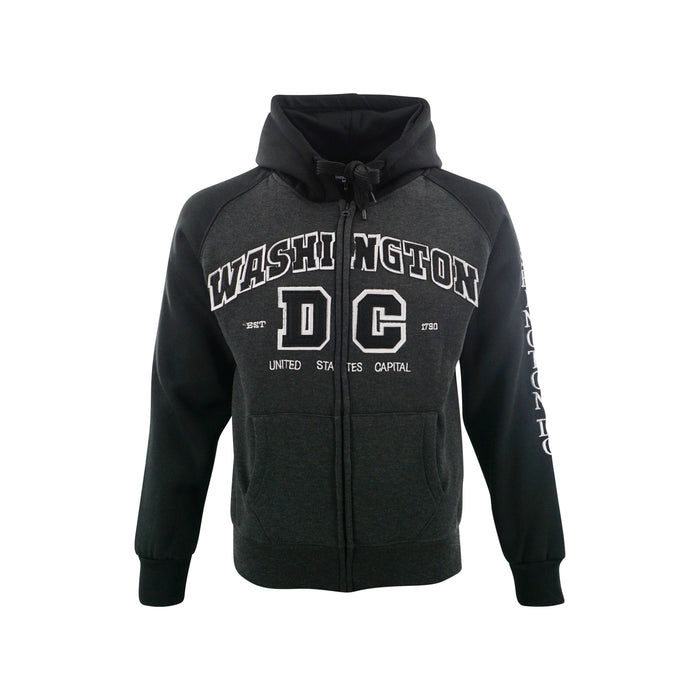 Washington DC Zipper Hoodie TWO TONE CHARCOAL/BLACK