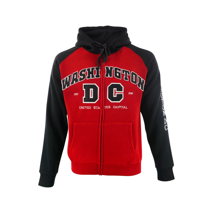 Washington DC Zipper Hoodie TWO TONE RED/BLACK