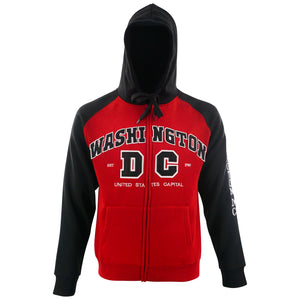 Washington DC Zipper Hoodie TWO TONE RED/BLACK