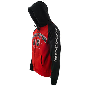 Washington DC Zipper Hoodie TWO TONE RED/BLACK