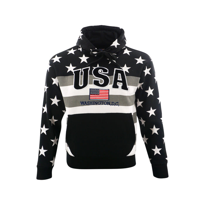 Washington DC Hoodie USA American Flag Black & White